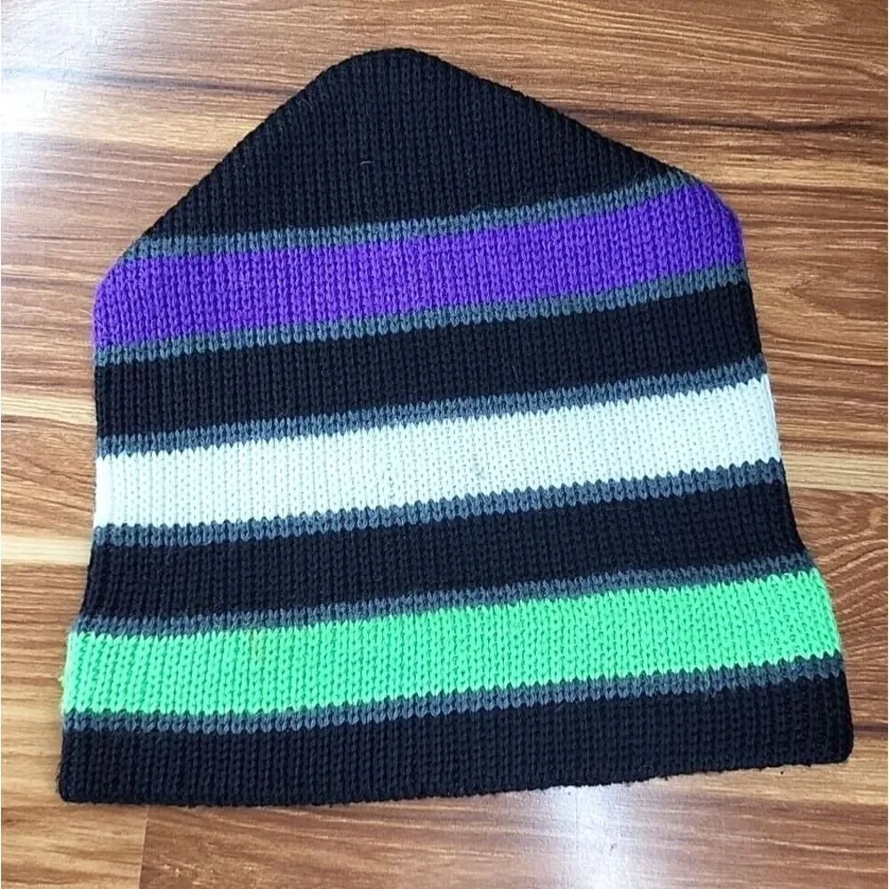 Vtg 80s 90s PROFILE SKI Beanie Winter Hat‎ Wool Acrylic Snowboard Green Purple